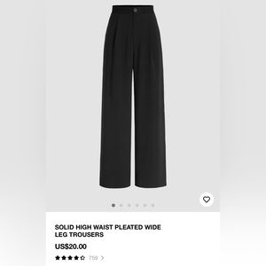 Cider Solid high waist pleated wide leg trousers